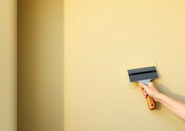 Application d'un enduit décoratif à la lisseuse sur un mur